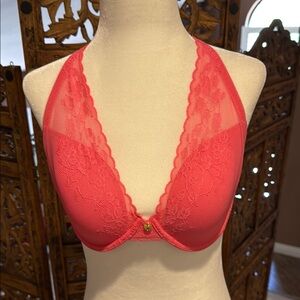 NWT Natori Racerback Lace Plunge Bra 34DD – Coral Pink Convertible Underwire